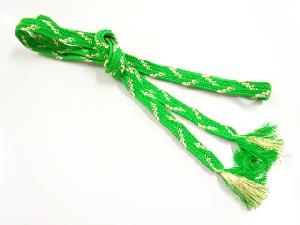 リサイクル　正絹　手組帯締め（緑）